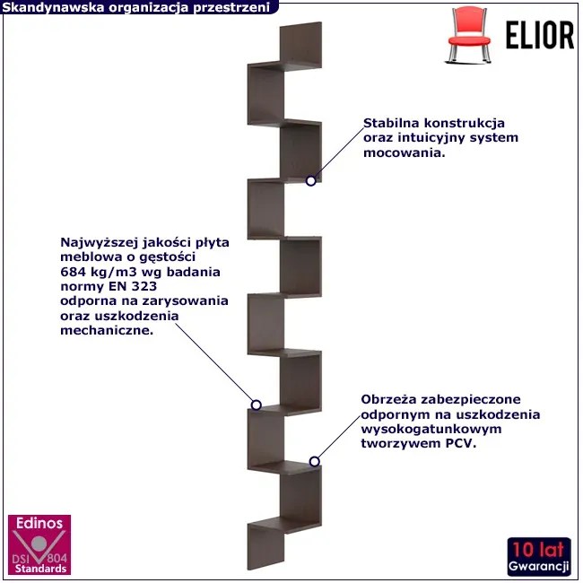 Narożna półka ścienna w kolorze wenge - Flora 6X