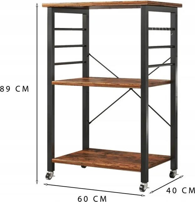 Szafka mobilna na kółkach rustykalna stolik śniadaniowy wózek kuchenny