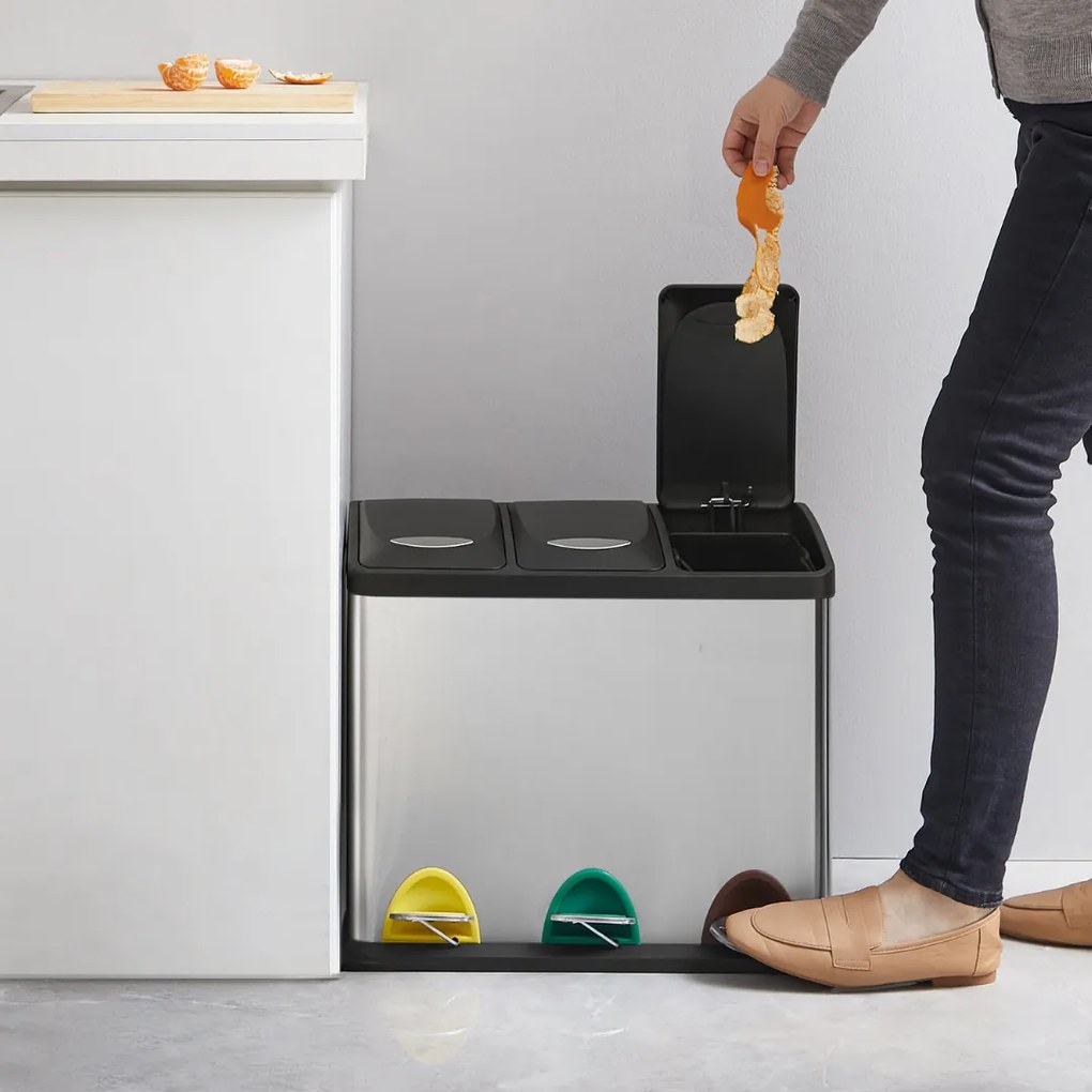 Kosz do segregacji odpadów SORT, 24l (3x8l), srebrna Jurhan