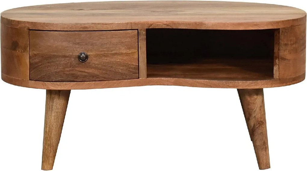 Artisan Furniture Dębowa mini stolik kawowy z falowanym wzorem i 1 szufladą, salon