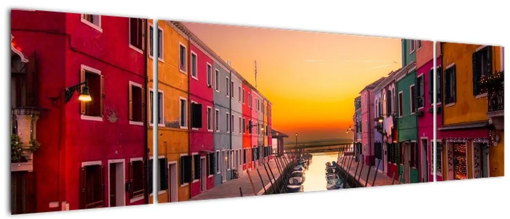 Obraz - Zachód słońca, wyspa Burano, Wenecja, Włochy (170x50 cm)