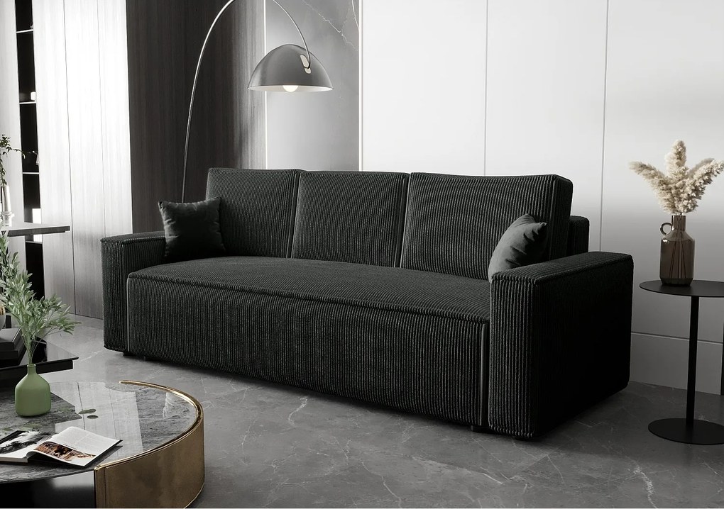 BEDANTE Sofa AMBRO Poso 34 z funkcją spania, antracytowy, sofa z pojemnikiem, skrzynia na pościel, kanapa do salonu, kanapa, sofa, sofa z funkcją spania