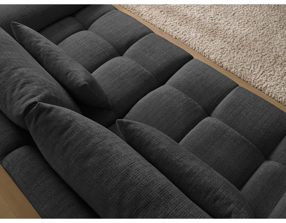 Czarna sofa z tkaniny szenilowej 264 cm Ivane – Bobochic Paris