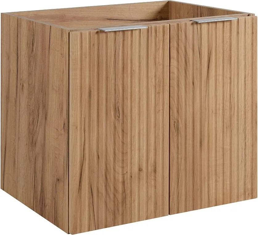 Szafka łazienkowa z drzwiami, Dąb Craft + srebrny uchwyt, 60 x 57 x 46 cm