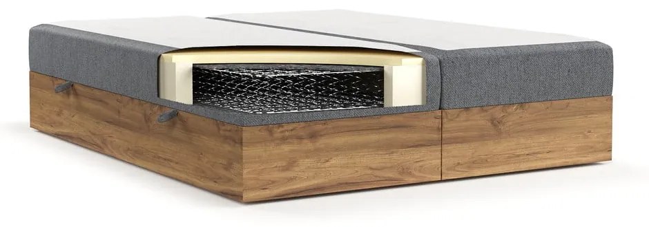 Szaro-naturalne łóżko boxspring ze schowkiem 140x200 cm Faro – Maison de Rêve