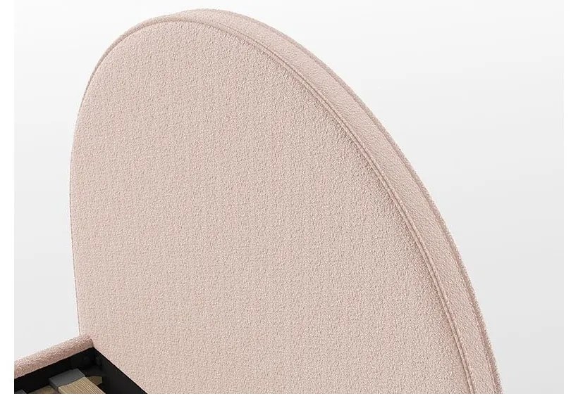 Różowe tapicerowane łóżko dwuosobowe ze schowkiem i stelażem 140x200 cm Moon – Vipack