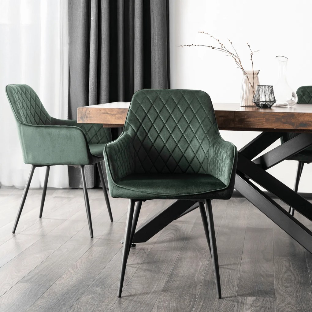 Krzesło Tapicerowane do Jadalni BRESSO Zielone Welurowe Nowoczesne Loft