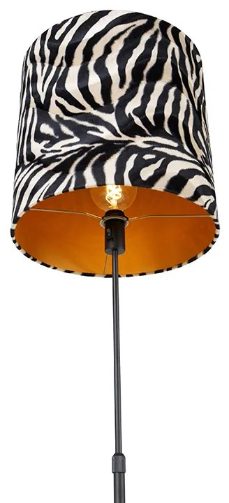 Lampa stojąca czarna klosz w zebrę 40 cm regulowana - Parte klasyczny/Antyczny Oswietlenie wewnetrzne