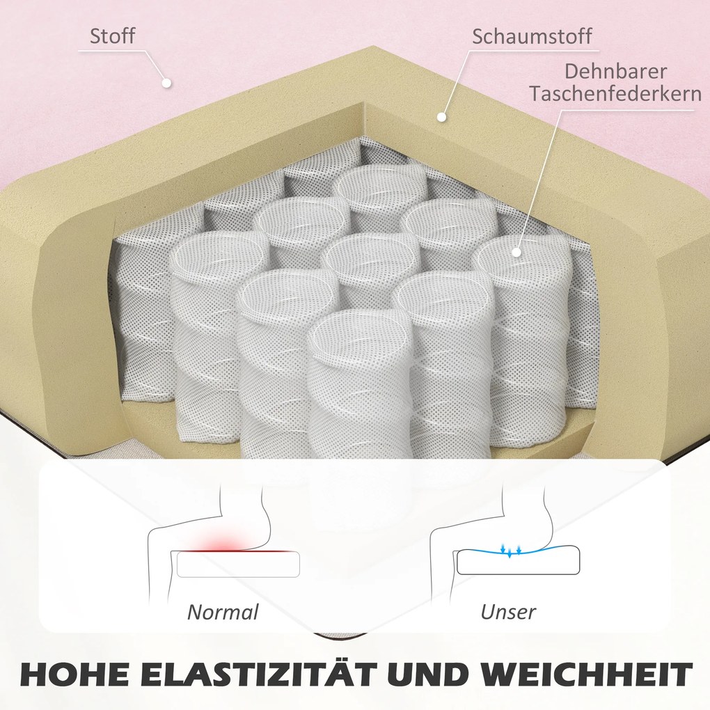 HOMCOM Sofa 2-osobowa materiałowa sofa tapicerowana sofa wypoczynkowa szeroka różowa | Aosom PL