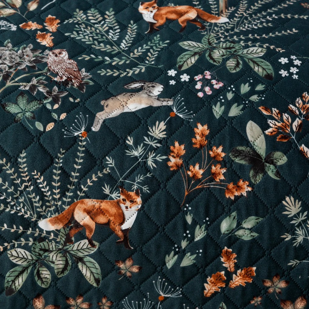 Narzuta na łóżko THE FOX AND THE HARE ciemnozielony Rozmiar: 170 x 210 cm