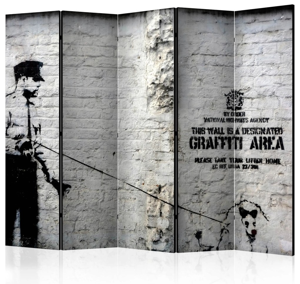 Parawan jednostronny Street art 225x172 cm 5-częściowy czarny ARTGEIST B