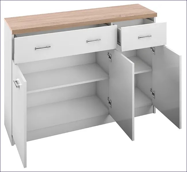 Biała Komoda Z Szafkami I 2 Szufladami 120 Cm E9-C96