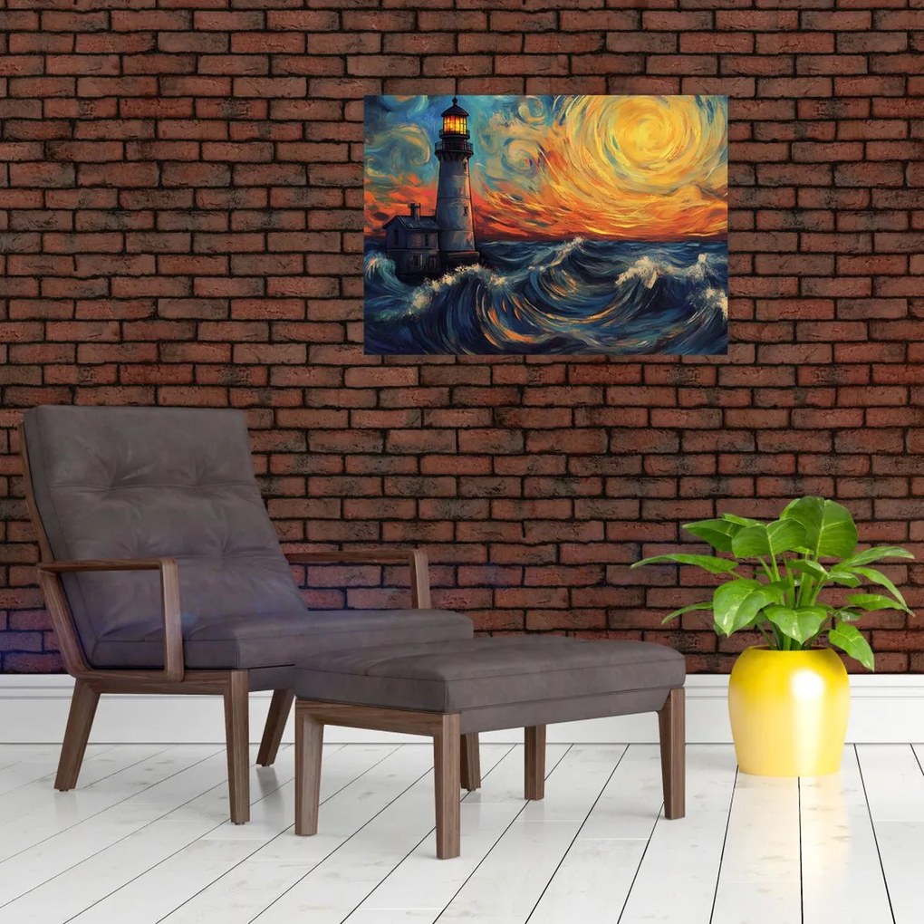 Obraz - Latarnia morska w falach (70x50 cm)