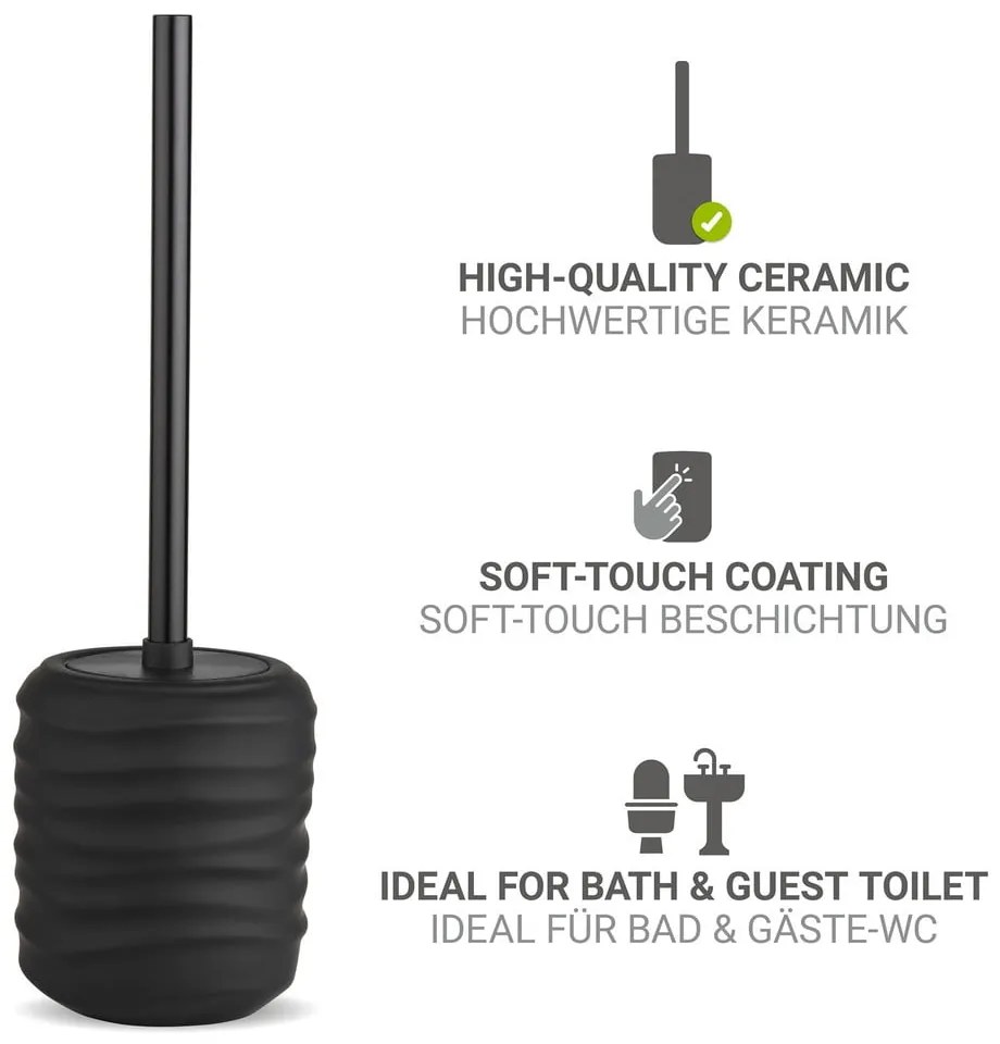 Czarna szczotka do WC ceramiczna Illana – Wenko