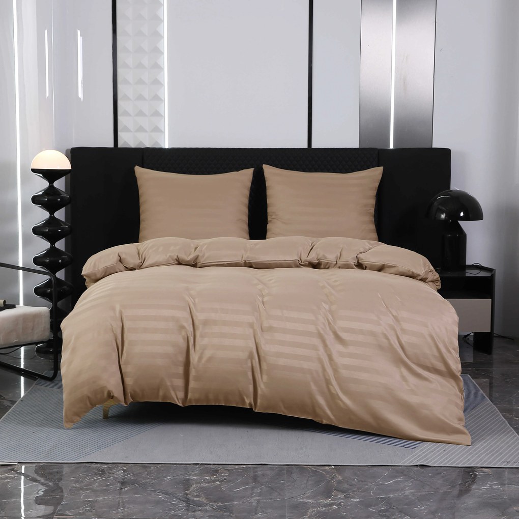 PrzytulneMieszkanie.pl PrzytulneMieszkanie.pl Hotelowa pościel z mikrowłókna JASMINE beżowa - pasek 2 cm, kieszeń hotelowa Rozmiar pościeli: 70 x 90 cm | 140 x 220 cm