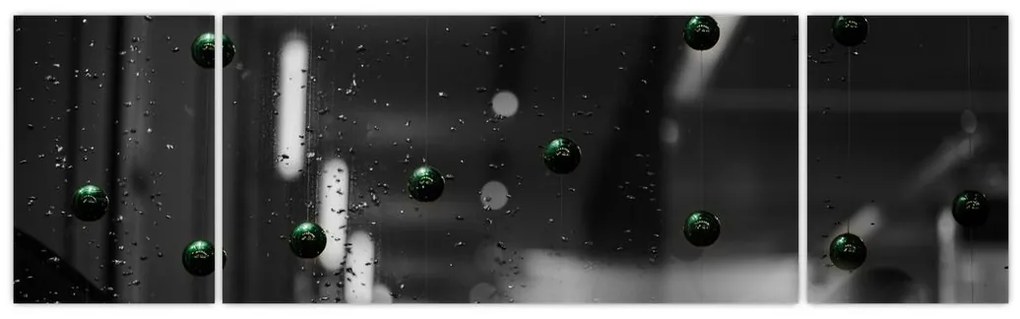 Abstrakcyjny obraz - zielone kulki (170x50 cm)