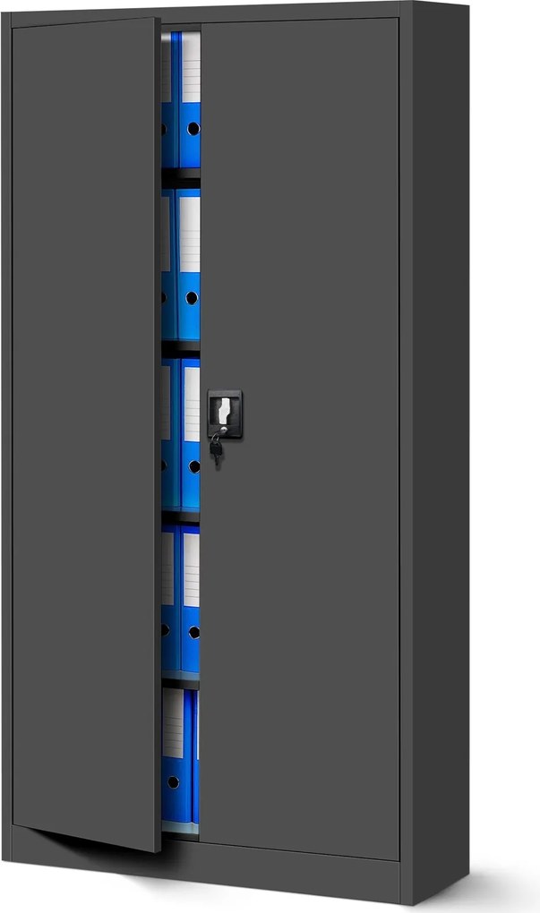 Szafa biurowa na akta wysoka Jan H 90x40x195 cm antracyt