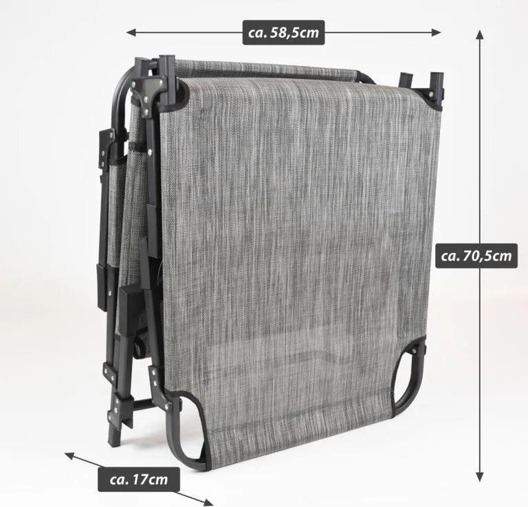 Składany leżak, szary, wymiary: 189,5 x 58,5 x 33,5 cm