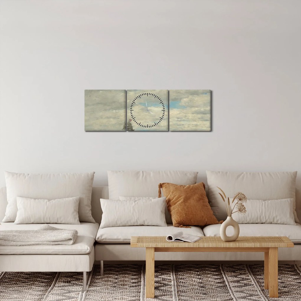 Obraz - Eugène Boudin, Coast of Brittany, reprodukcje (z zegarem) (90x30 cm)
