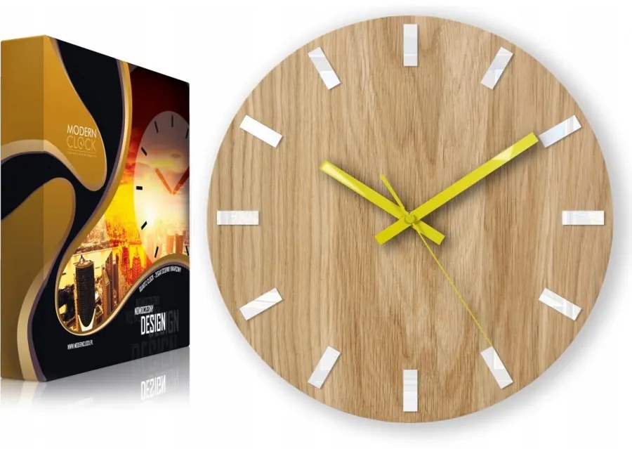 Zegar na ścianę nowoczesny drewniany z cichym mechanizmem okrągły solidny