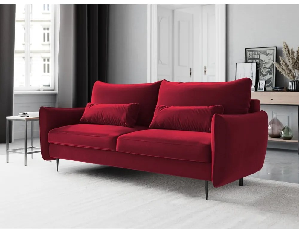 Czerwona sofa rozkładana ze schowkiem Cosmopolitan Design Vermont