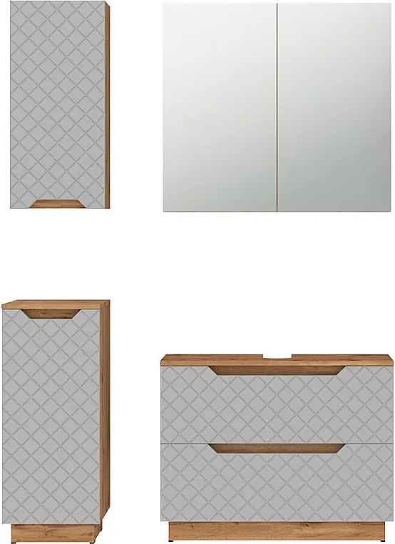 Zestaw mebli łazienkowych dąb/szary ze strukturą płytek 79.6x32x62.5 lotta