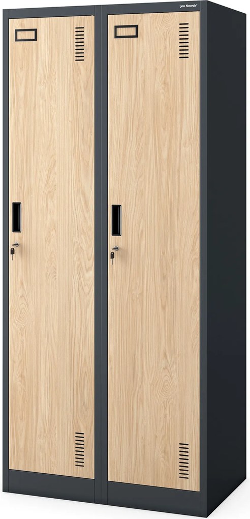 Szafka pracownicza czterokomorowa antracytowa / dąb sonoma: Eco Design KACPER, 800 x 1800 x 500 mm