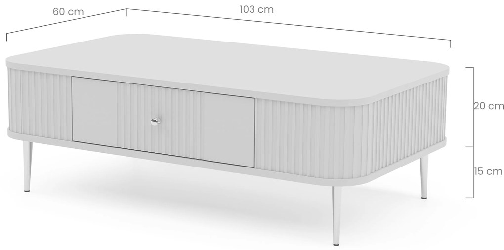 Stolik kawowy z szufladą Vesper 103x60 cm - kaszmir / czarne nogi
