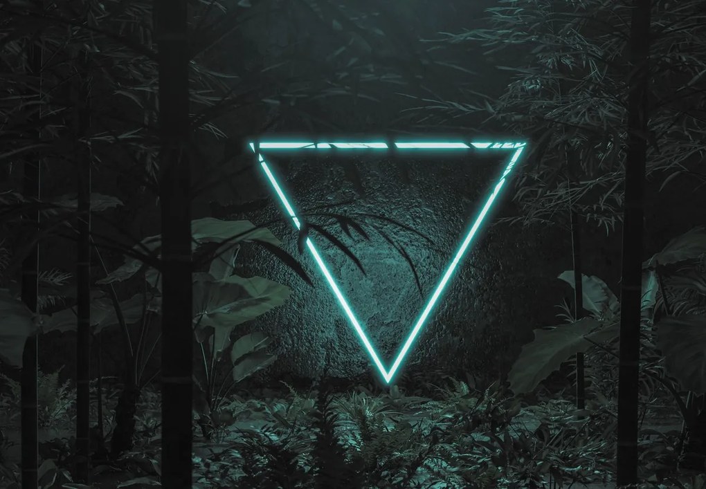 Fototapeta - Neonowy trójkąt w dżungli (196x136 cm)