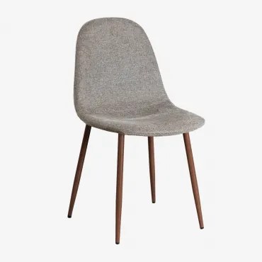 Tapicerowane Krzesło Jadalniane Glamm Ciemne Drewno & Tkaniny Piaskowy Brąz & Tkanin - Sklum
