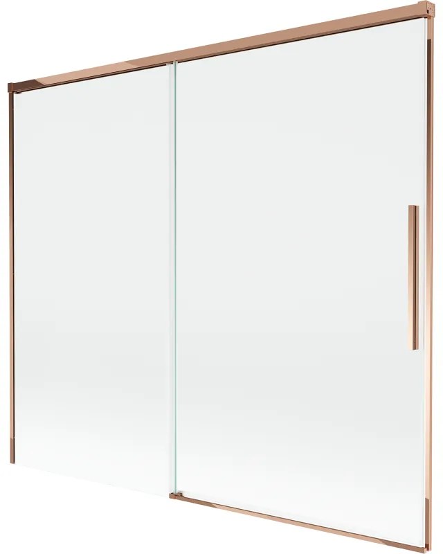 Mexen Rox parawan nawannowy 2-skrzydłowy rozsuwany 180 x 150 cm, transparent, różowe złoto - 8C9-180-001-60-00