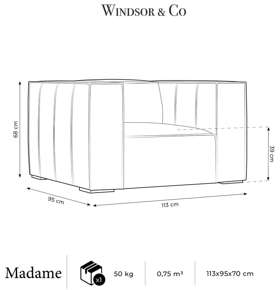 Brązowy skórzany fotel Madame – Windsor &amp; Co Sofas