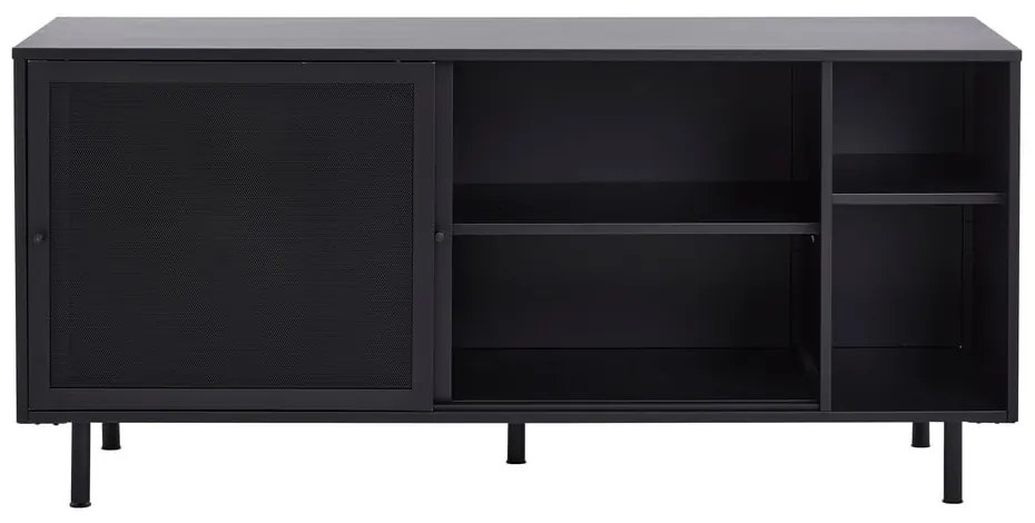 Czarna metalowa komoda z drzwiami przesuwnymi 160x75x46 cm Veep – Unique Furniture