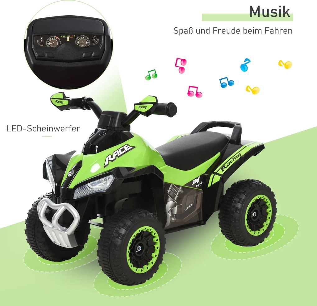 HOMCOM Jeździk dziecięcy pchacz samochód dziecięcy odpychanie się stopami światło muzyka zielony