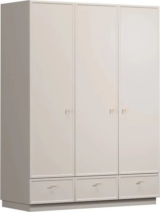 Szafa Lorini 150 cm z półkami - kaszmir / złote uchwyty T-bar