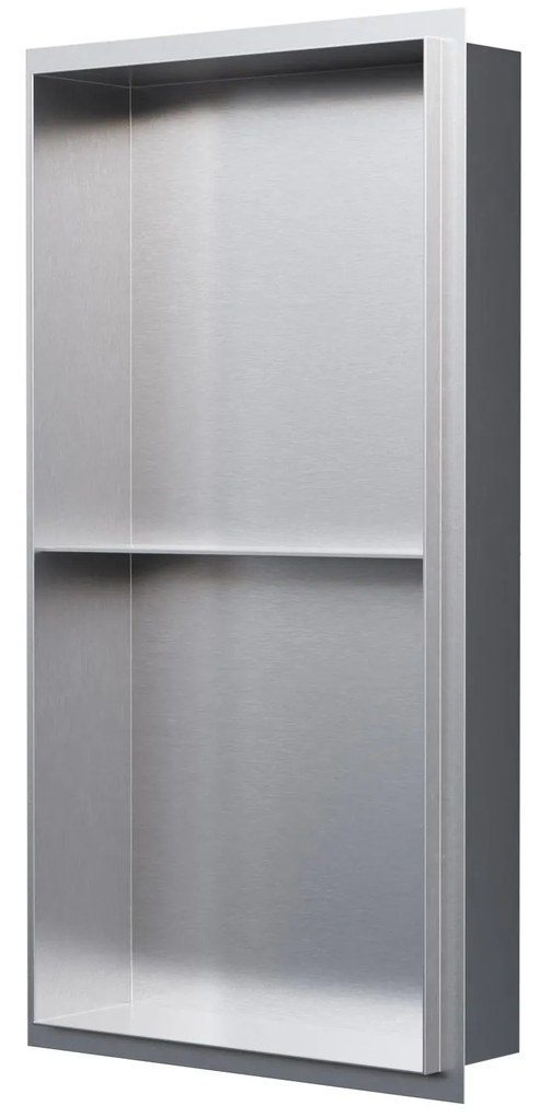 Półka wnękowa ścienna ze stali nierdzewnej NT306010XBezramkowy ze schowkiem - 30 x 60 x 10 cm