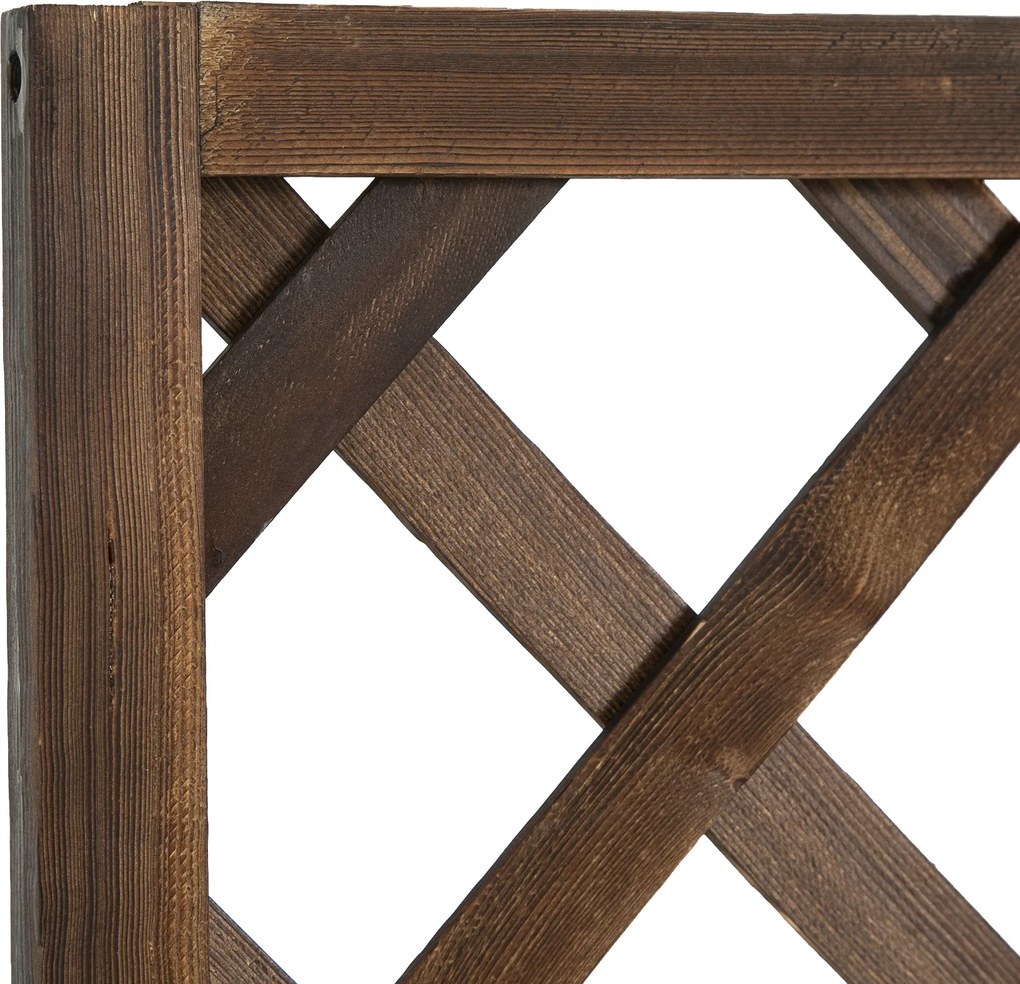 Outsunny Skrzynka na Kwiaty z Kratką Drewniana Pergola dla Roślin Pnących Kolor Węglowy 72.5x31.5x149.5cm | Aosom PL