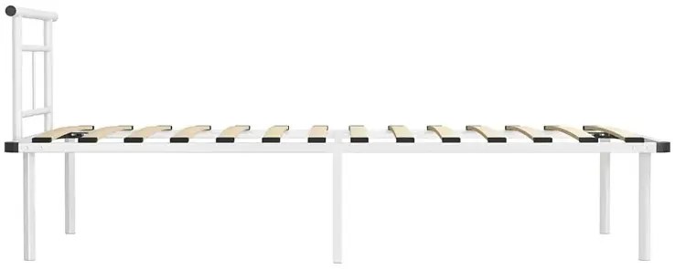 Białe metalowe łóżko z zagłówkiem 100x200 cm - Nikel