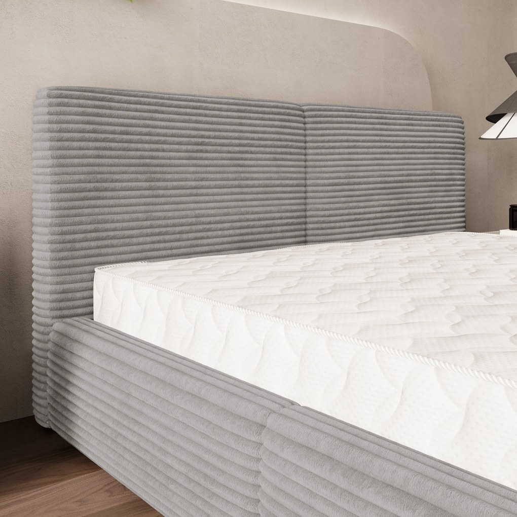 Masseno Łóżko tapicerowane FELURO z pojemnikiem na pościel 180x200 cm - Jasnoszary, TILIA 86