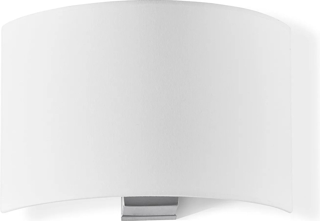 Kinkiet Amsterdam w klasycznym stylu - Wysoko?? 21 cm - wn?trze - stal i satynowany nikiel - bia?y plisowany aba?ur wst?gowy - E27 Ø45 Max. 40W-IP20