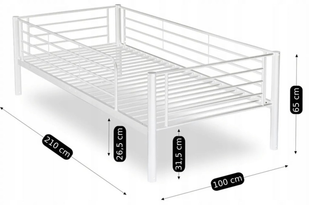 Łóżko Piętrowe Dla Dzieci 90x200 cm RODEZ Metalowe Białe