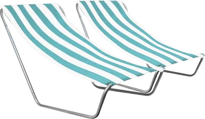 Zestaw 2 składanych leżaków plażowych SAND, turkusowe paski