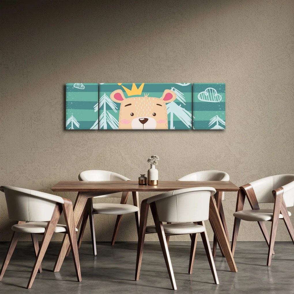 Obraz - Niedźwiadek w lesie (170x50 cm)