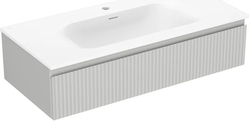 Mexen Rivel szafka łazienkowa 100 cm z umywalką Vela, 1 szuflada, ryflowana , szara mat/biała mat - 91A20-10023-1-BF62-W23M01