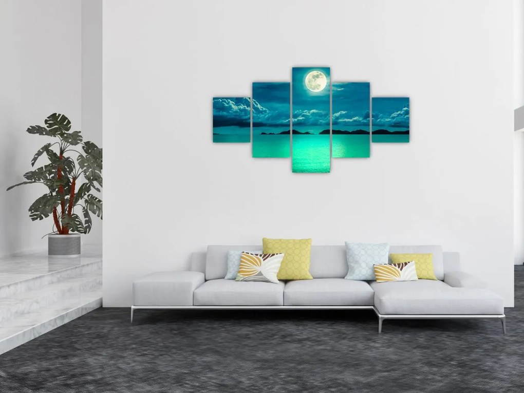 Obraz - Księżyc w pełni nad powierzchnią (125x70 cm)