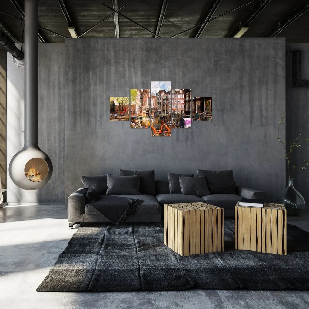 Obraz - Amsterdam, malarstwo (125x70 cm)