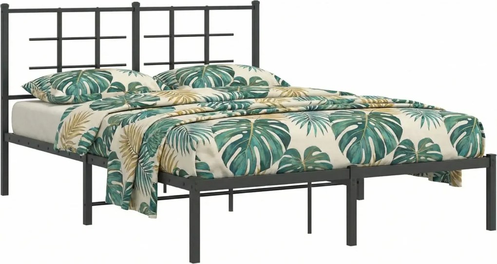Czrane metalowe łóżko małżeńskie 140x200 cm L8-T53
