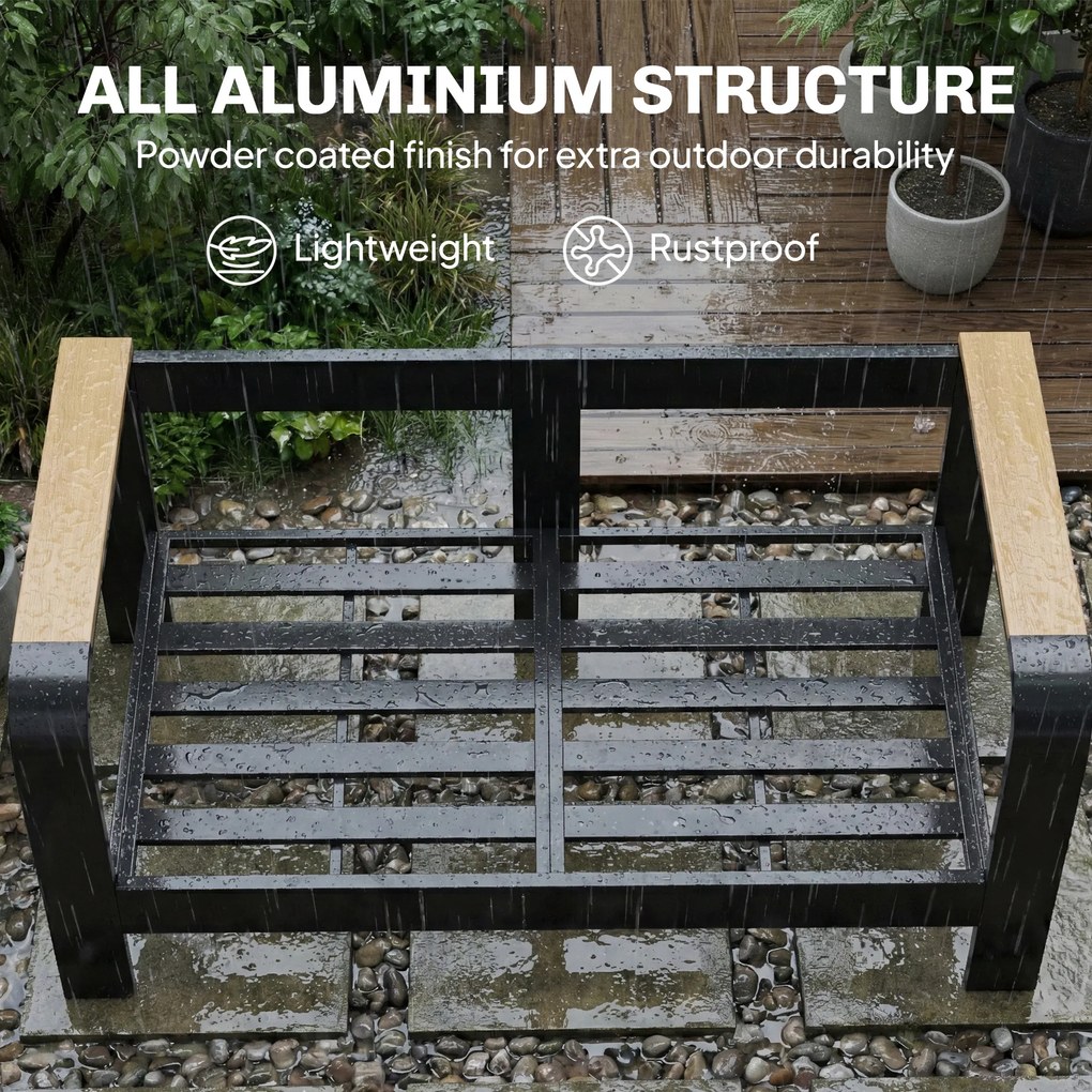 Outsunny Zestaw mebli ogrodowych aluminiowych dla 4 osób, wodoodporny, głębokie siedziska z sofą, fotelami i stolikiem | Aosom PL