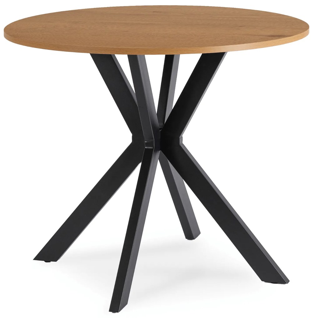 Stół Okrągły LAUREN 90 cm Dąb Złoty/Czarny Loft Nowoczesny