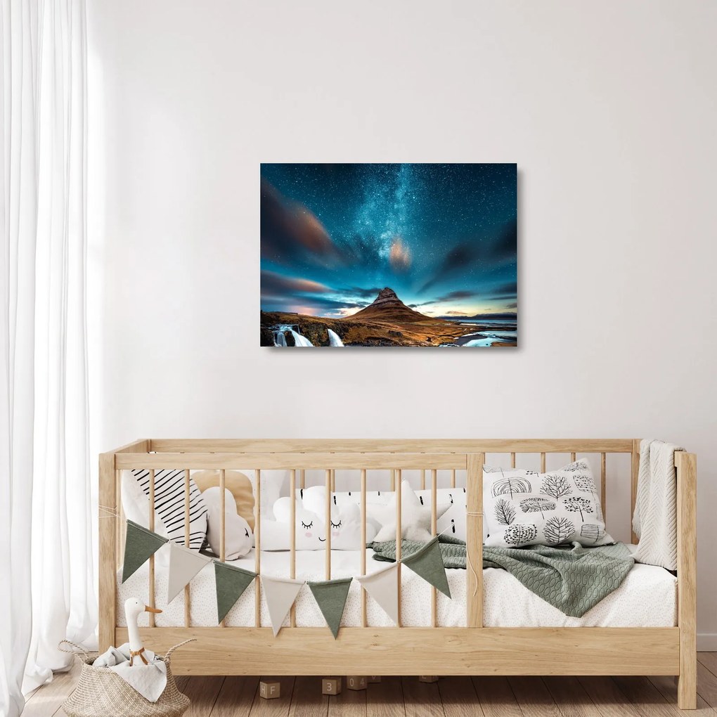 Obraz na szkle - niebieska Droga Mleczna (70x50 cm)